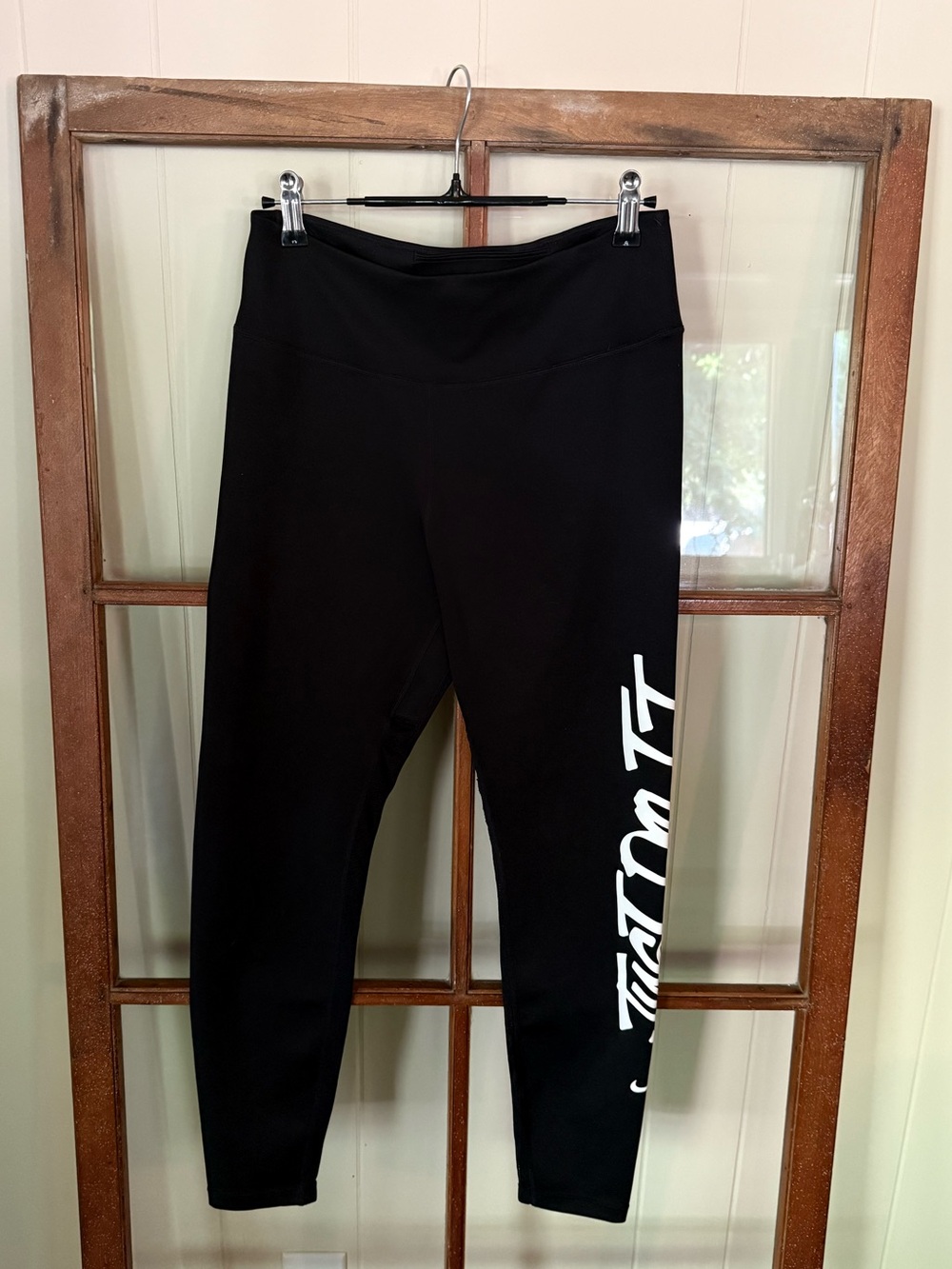 Nike All-In Just Do It Black Dri-FIT Training Leggings Athletic Workout Large - Picture 2 of 7